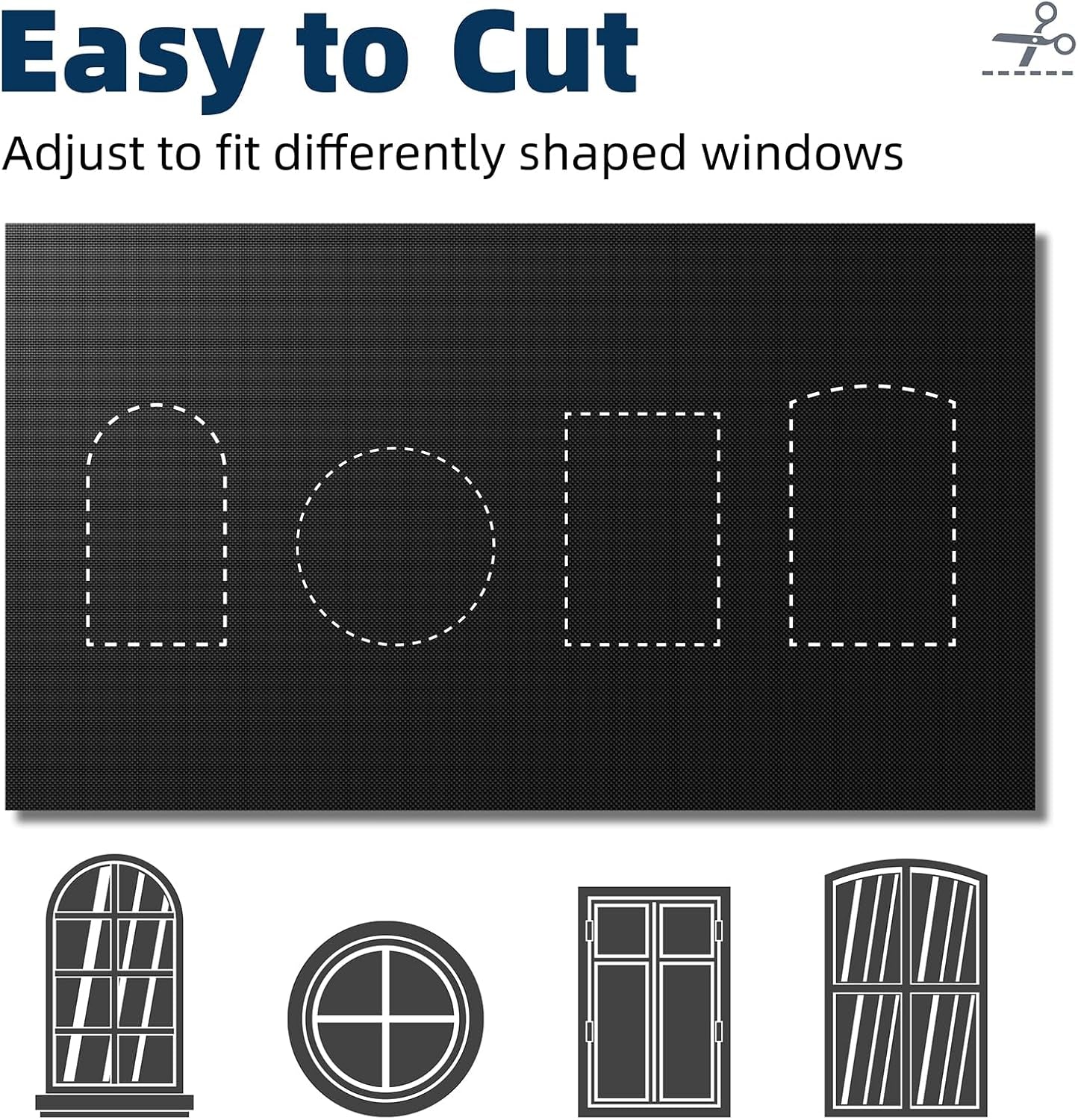 Portable Blackout Curtains 40"×60", Strong Hook and Loop Tape Strips with Adhesive, Cuttable Blackout Window Cover, 100% Black Out Material Blinds for Baby Nursery or Travel - Black
