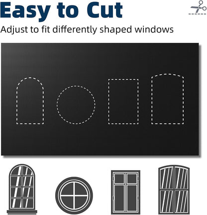 Portable Blackout Curtains 40"×60", Strong Hook and Loop Tape Strips with Adhesive, Cuttable Blackout Window Cover, 100% Black Out Material Blinds for Baby Nursery or Travel - Black