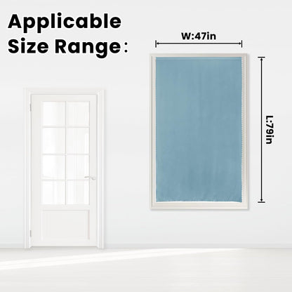 Self Adhesive Curtains, Black Out Shade for Window, Blackout Fabric Temporary Window Coverings Easy to Hang Curtains No Rod Needed, Use for Bedroom, Room, Kitchen, 47" W X 79" L, Lake Blue, 1 Panel