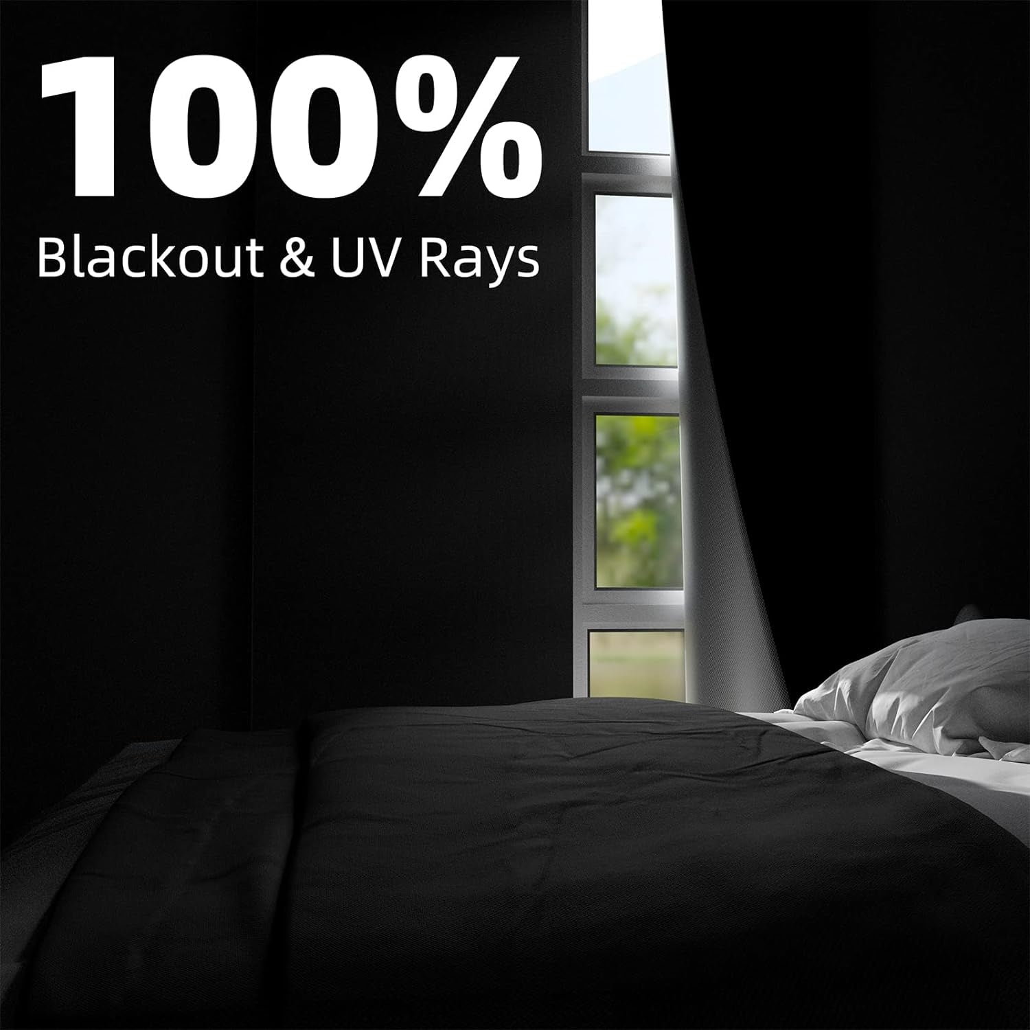 Portable Blackout Curtains 40"×60", Strong Hook and Loop Tape Strips with Adhesive, Cuttable Blackout Window Cover, 100% Black Out Material Blinds for Baby Nursery or Travel - Black