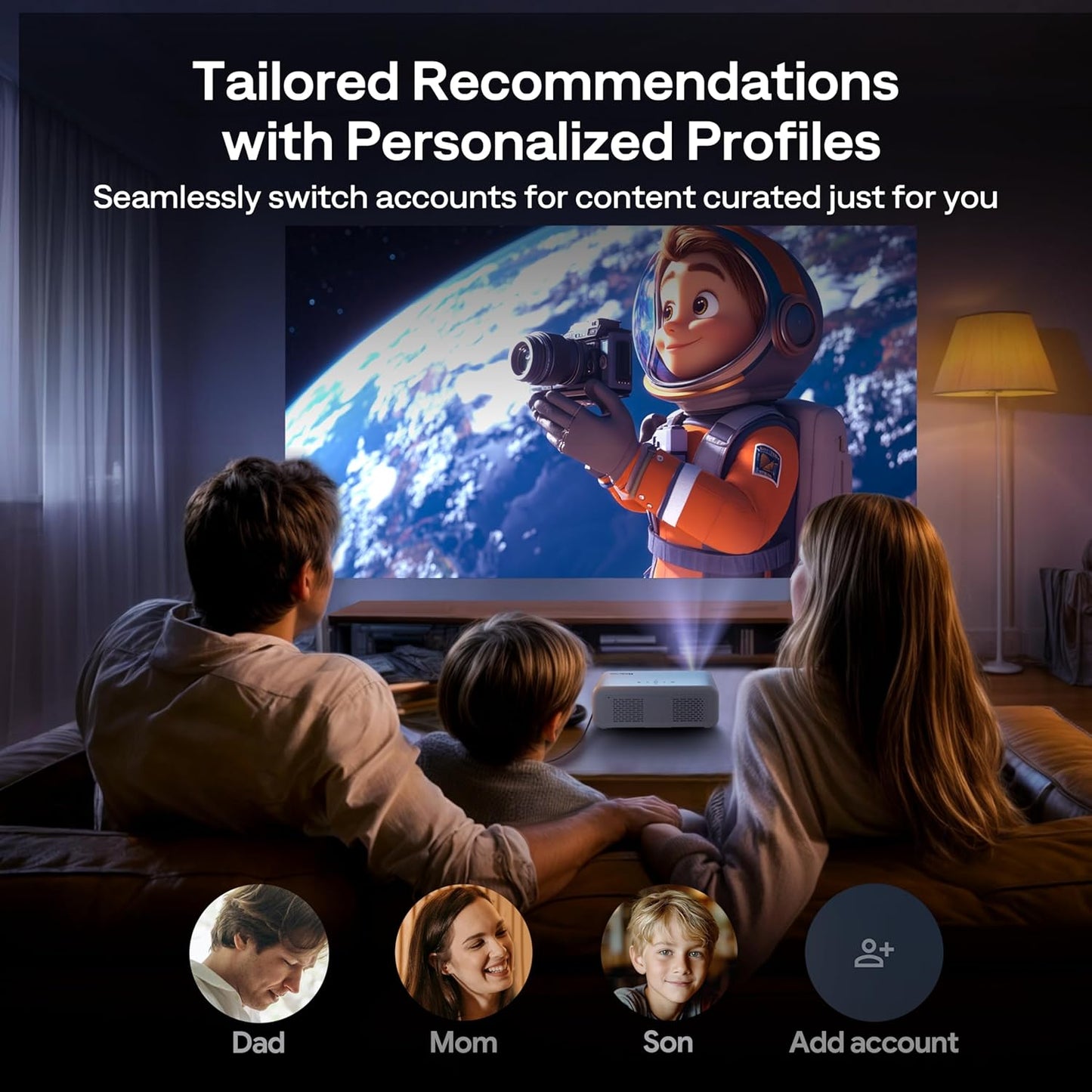 EAZZE D1G 4K Supported Google TV Smart Projector with Wifi & Bluetooth, Auto Focus & Keystone, Dolby Audio, Zoom, Movie, Portable Mini Projector for Home & Outdoor Use