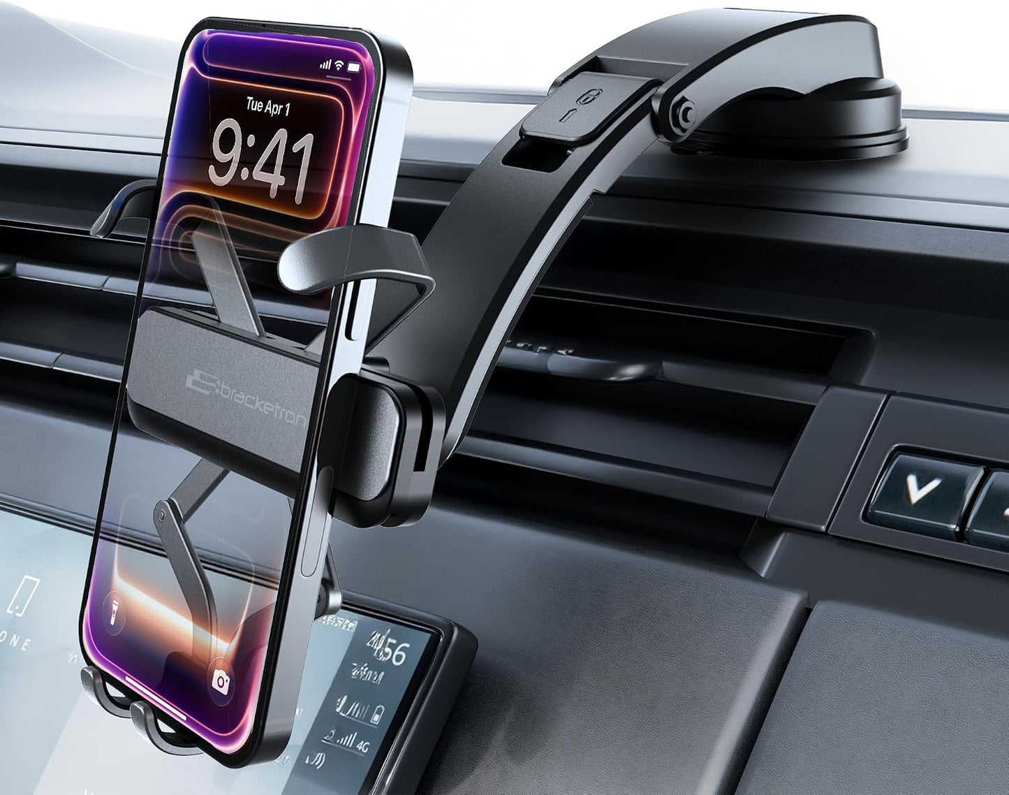Autogrip Low-Profile Dash Mount- Phone Mount for Car with Temperbond Suction, One-Handed Operation Universal Cell Phone Holder Car Dashboard, Clear View Design