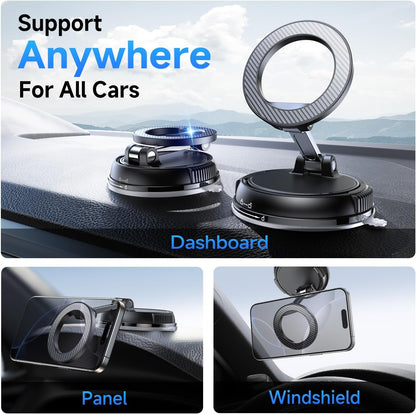Car Phone Holder for Magsafe [78+LBS Strongest Suction & 2400Gf Magnetic] 360° Adjustable Car Phone Mount, Phone Holders for Your Car for Iphone 17-12 Pro Max plus Air, Carbon Fiber