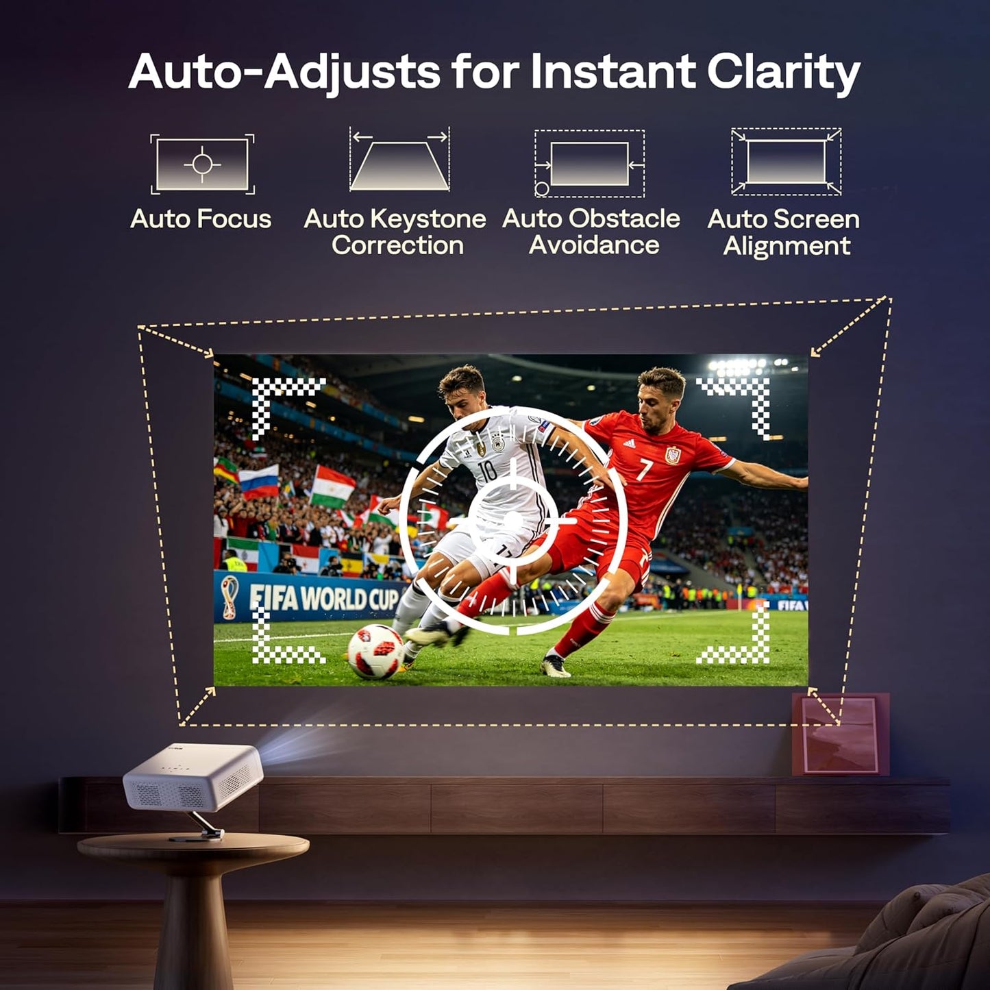 EAZZE D1G 4K Supported Google TV Smart Projector with Wifi & Bluetooth, Auto Focus & Keystone, Dolby Audio, Zoom, Movie, Portable Mini Projector for Home & Outdoor Use