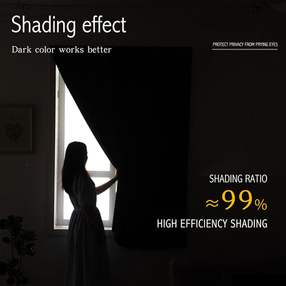Self Adhesive Curtains, Portable Blackout Curtains Fabric Curtains for Living Room No Drilling, 47" W X 96" L, Lake Blue, 1 Panel