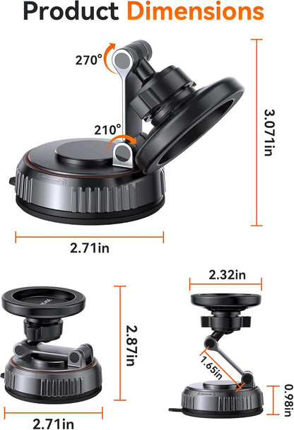 for Magsafe Car Mount[3600Gf Strong Magnet & 89+LBS Suction Base]Vacuum Magnetic Phone Holders for Your Car, 360° Adjustable Dashboard & Windshield Mount with Dash Accents for All Smartphones