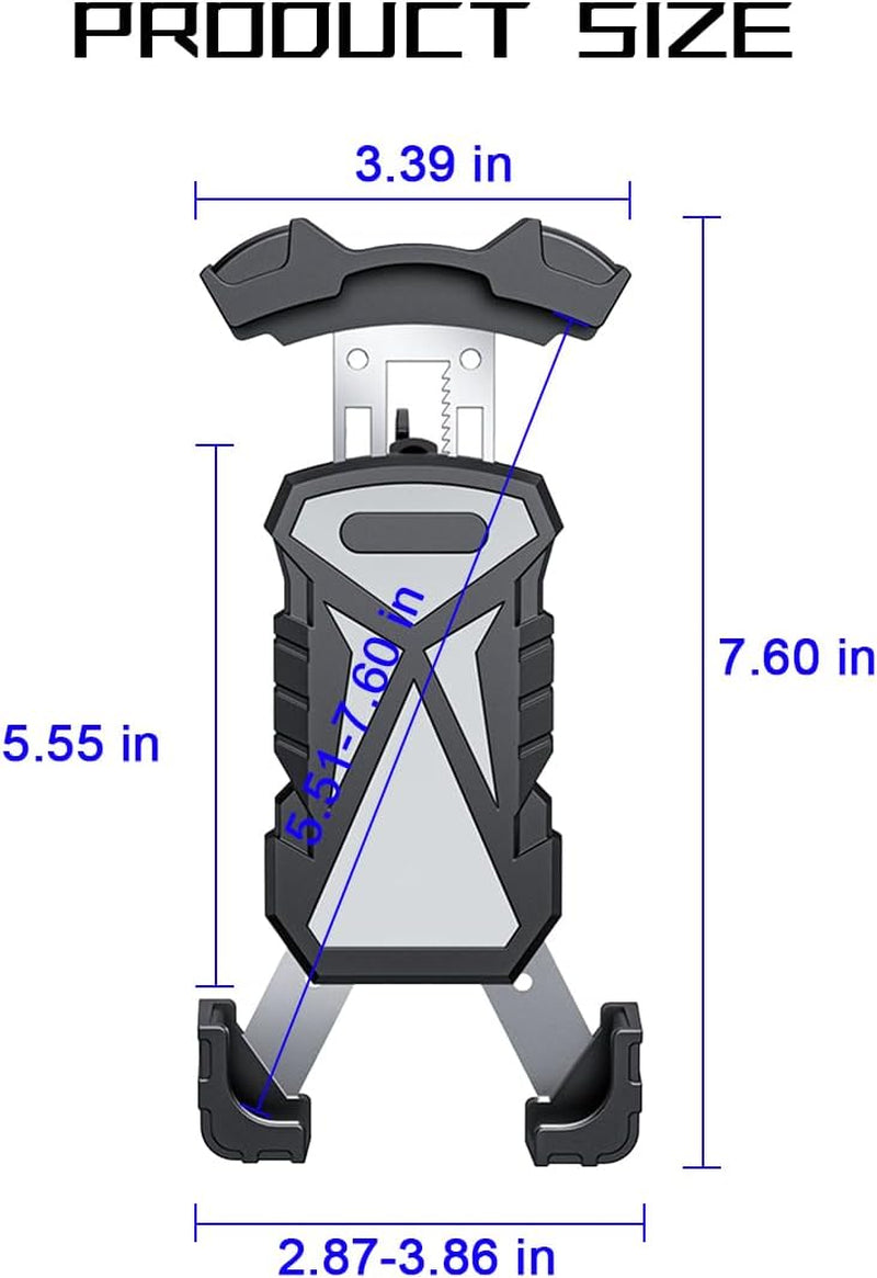 Motorcycle Phone Mount, Anti-Shake Bicycle Handlebar Cell Phone Holder with Secure Lock, Adjustable Motorbike Smartphone Bracket Accessories, Universal for Scooter ATV Motorcycle