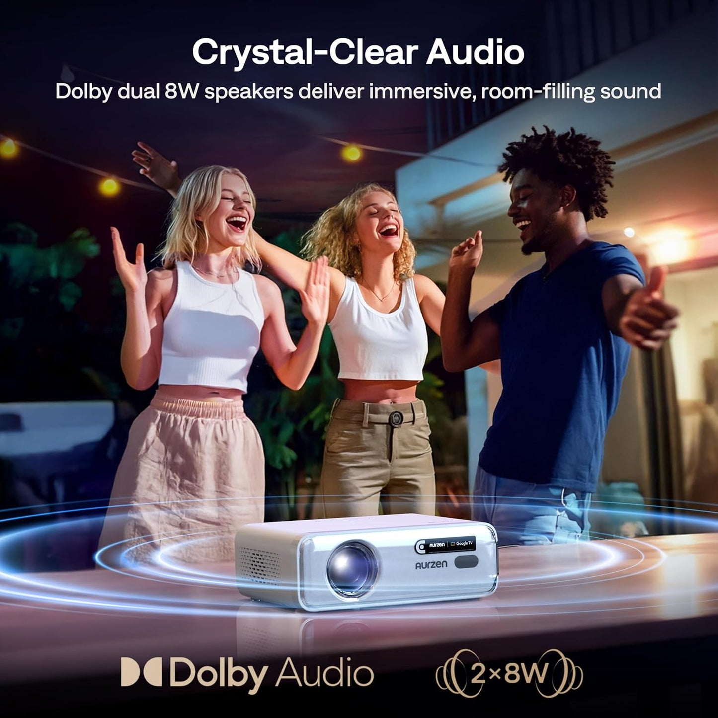 EAZZE D1G 4K Supported Google TV Smart Projector with Wifi & Bluetooth, Auto Focus & Keystone, Dolby Audio, Zoom, Movie, Portable Mini Projector for Home & Outdoor Use