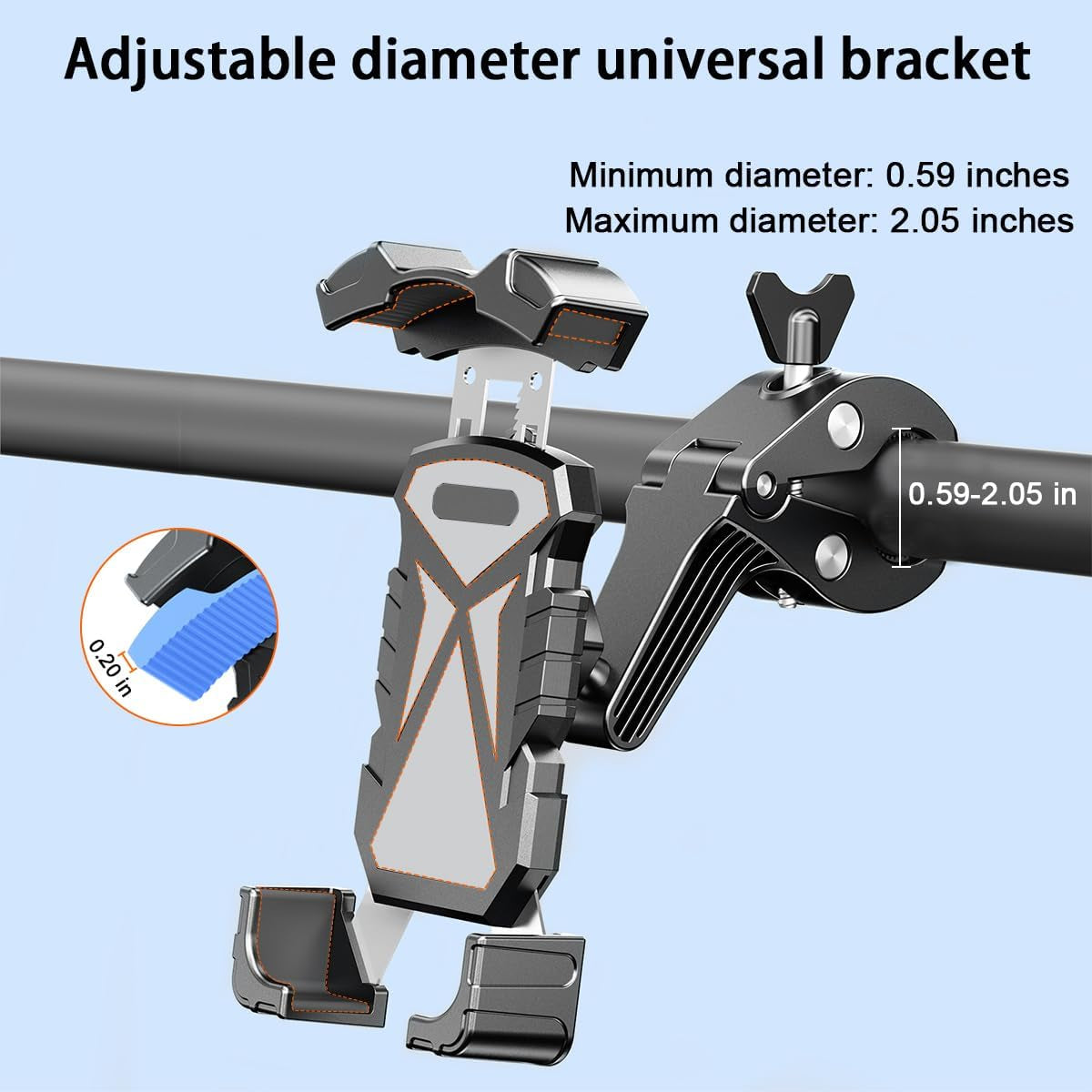 Motorcycle Phone Mount, Anti-Shake Bicycle Handlebar Cell Phone Holder with Secure Lock, Adjustable Motorbike Smartphone Bracket Accessories, Universal for Scooter ATV Motorcycle
