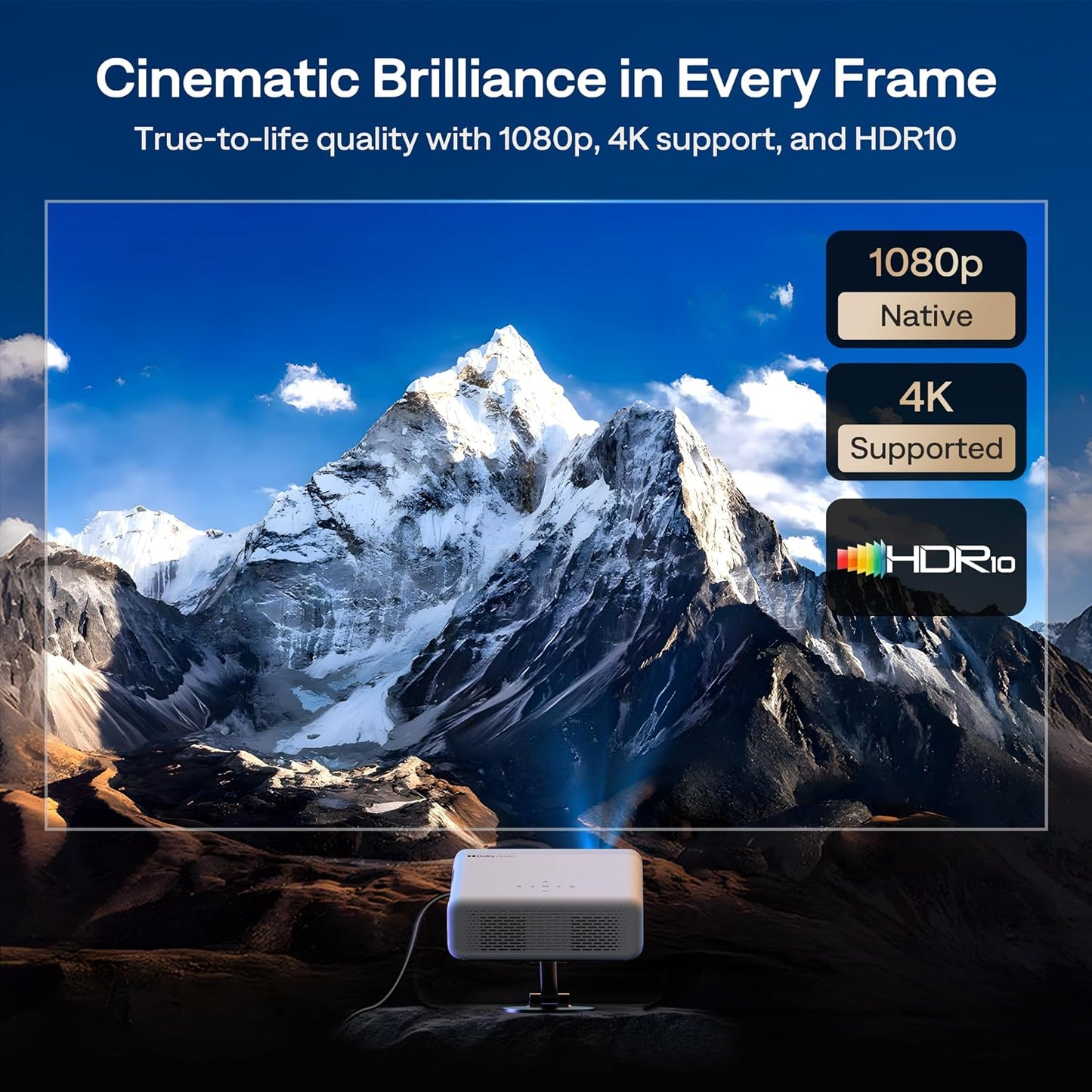 EAZZE D1G 4K Supported Google TV Smart Projector with Wifi & Bluetooth, Auto Focus & Keystone, Dolby Audio, Zoom, Movie, Portable Mini Projector for Home & Outdoor Use